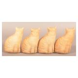 Four Printed Cloth Cotton Stuffed Kittens.