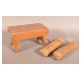 Caramel-Over-Blue Mortised Foot Stool.