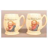 German Mettlach Stoneware Hires Root Beer Mugs.