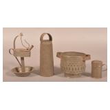 Tin Betty Lamp & Stand w/ Kitchen Primitives.