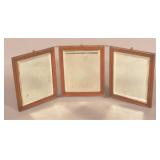 Early 20th C. Oak Trifold Dresser Mirror.