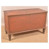 Paint-Decorated Dovetailed Blanket Chest.