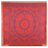 Beautiful Red & Blue Spread Eagle Woven Coverlet.
