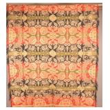 PA 4-Color Floral Pattern Woven Coverlet.