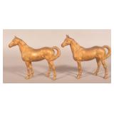 Pair of Antique Hubley Cast Iron Horse Doorstops.
