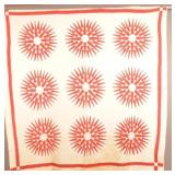 Pennsylvania Compass Red & White Quilt.