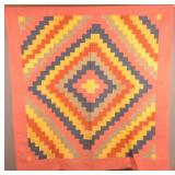 Antique Trip Around The World Patchwork Quilt.