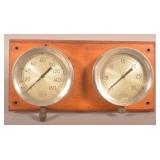 Two Foxboro Nickel-Plated Pressure Gauges Display.