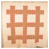 Triple Irish Chain Antique Hand-Stitched Quilt.