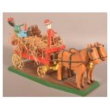 Gottshall Folk Art Carved Hay Wagon & Horses.