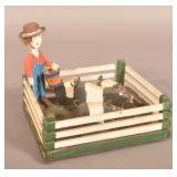 Gottshall Carved Farmer & Pigs In Pigpen.