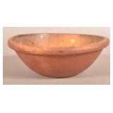 Great Small Turned Footed Wood Bowl In Red Paint.