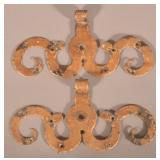 Early Pair Figural Wrought Iron Moravian Hinges.