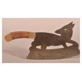 Unusual Fox Figural Steel & Brass Meat Cleaver.
