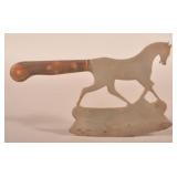 Prancing Horse Figural Steel & Brass Meat Cleaver.