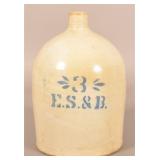 Nicely Stenciled 3-Gallon ES & B New Brighton Jug.