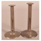 Pair Signed Push-Up Hogscraper Candlesticks.