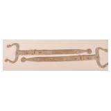 Rare Signed Pair Wrought Iron Frog Leg Hinges.