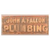 Early Applied Letters Wood Plumbing Trade Sign.