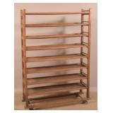 Antique Wood Baking Rack on Wheels.