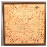 Dated 1789 Watercolor Scherenschnitte Valentine.