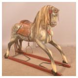 Impressive Size Painted Wood Rocking Horse.