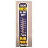 39" Porcelain Chew Mail Pouch Tobacco Thermometer.