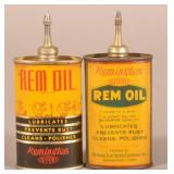 Two "Rem Oil" Remington Oil Handy Oilers.