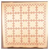 Antique PA Red & White 9-Patch Quilt.
