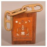 Antique Carved Heart & Hand Bible Box & Chain.