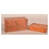 Antique Banded Burl Walnut Box & Sewing Box.