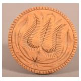 Pennsylvania Carved Single Tulip Wood Butter Print