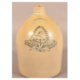 John Burger Freehand-Decorated Stoneware Jug.