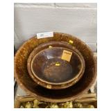 (3) Rockingham Glazed Mixing Bowls