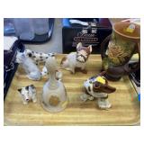 Roseville Vase with Porcelain Figurines