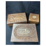 (3) Machine Carved Storage Boxes