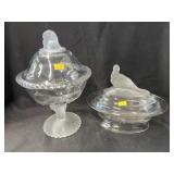 Frosted Lion and Pheasant Covered Compotes