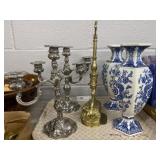 Delft Pottery Vases with Candlesticks