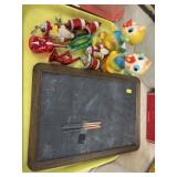 Chalkboard with Mercury Glass Ornaments