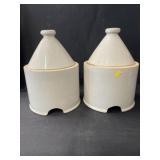 (2) Incomplete Stoneware Chick Waterers