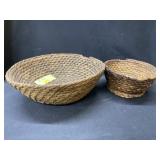 (2) Rye Straw Woven Bowls