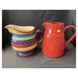 (2) Longaberger Pottery Pitchers