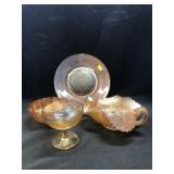 (4) Pieces of Marigold Carnival Glass