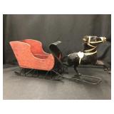 Contemporary Hide Covered Horse and Sleigh