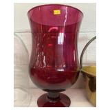 Cranberry Glass Pedestal Vase