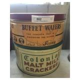 (2) Vintage Tin Cracker and Wafer Tins