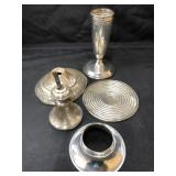 Sterling Silver Vase w/ Disassembled Candlestick