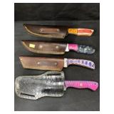 (4) Damascus Blade Crafted Knives