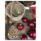 Contemporary Woven Baskets, Glass Ornaments