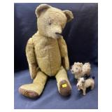 Vintage Jointed Bear with Plush Toys